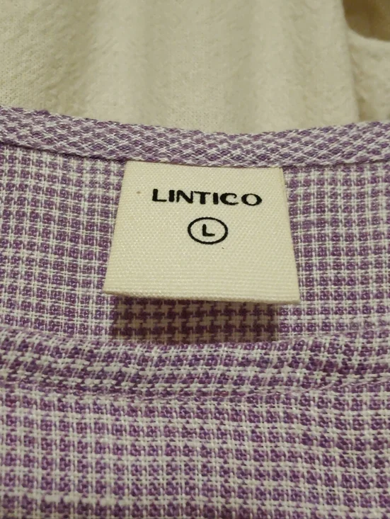 Lintico Linen Sleeveless Cap Shoulder Washed Maxi Dress Lilac Mini Gingham L - Picture 2 of 8